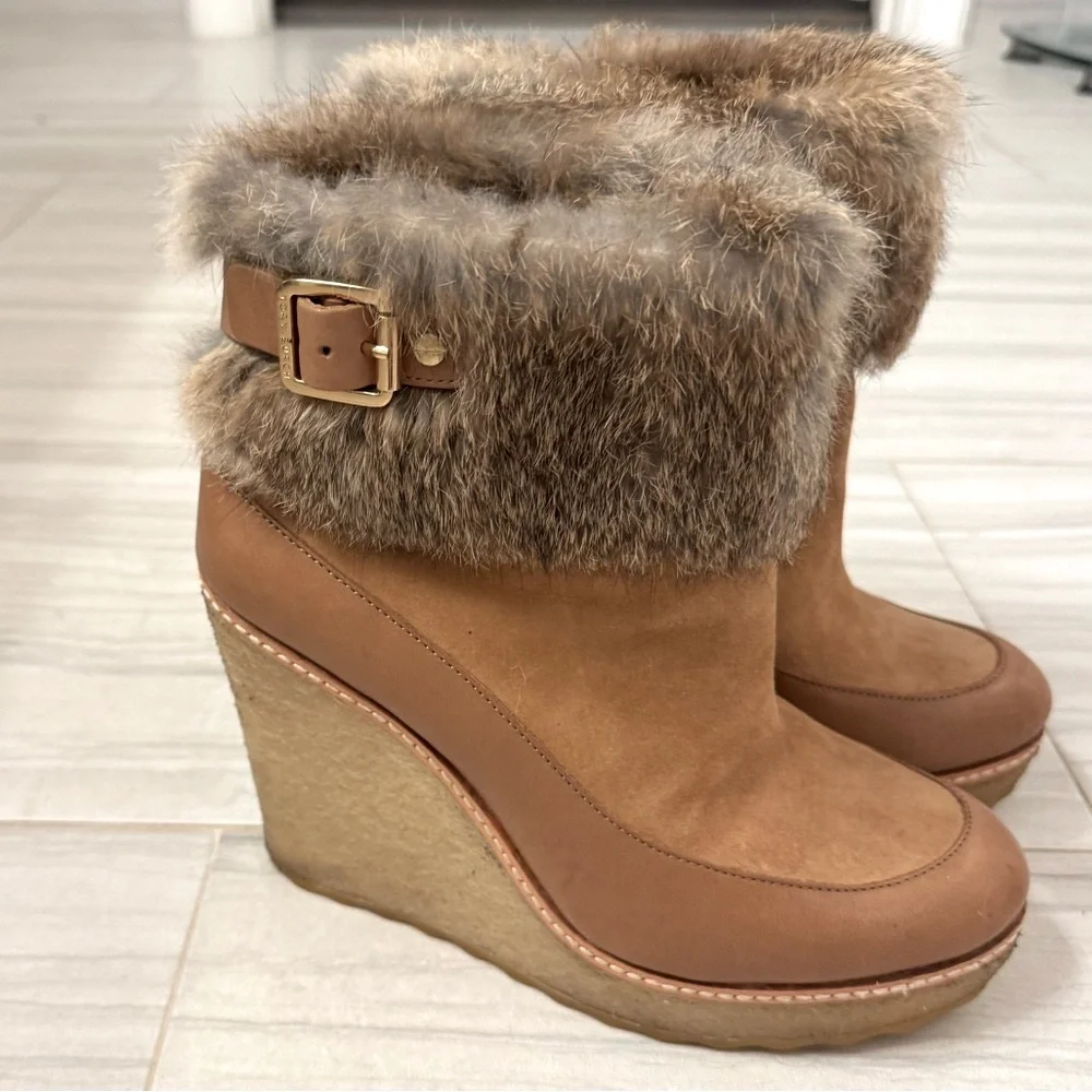 Tory Burch Tan Fur Trim Winter Boots, Tan/Brown Size 9M